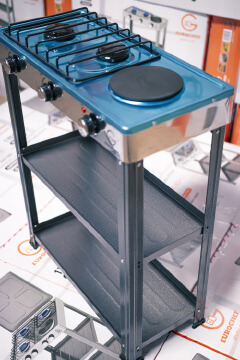 【Exclusive Offer】 EUROCHEF EC-6073(2+1)  Simple Standing Cooker 2 Gas 1 Hot Plate Cooker With Shelves & No Oven