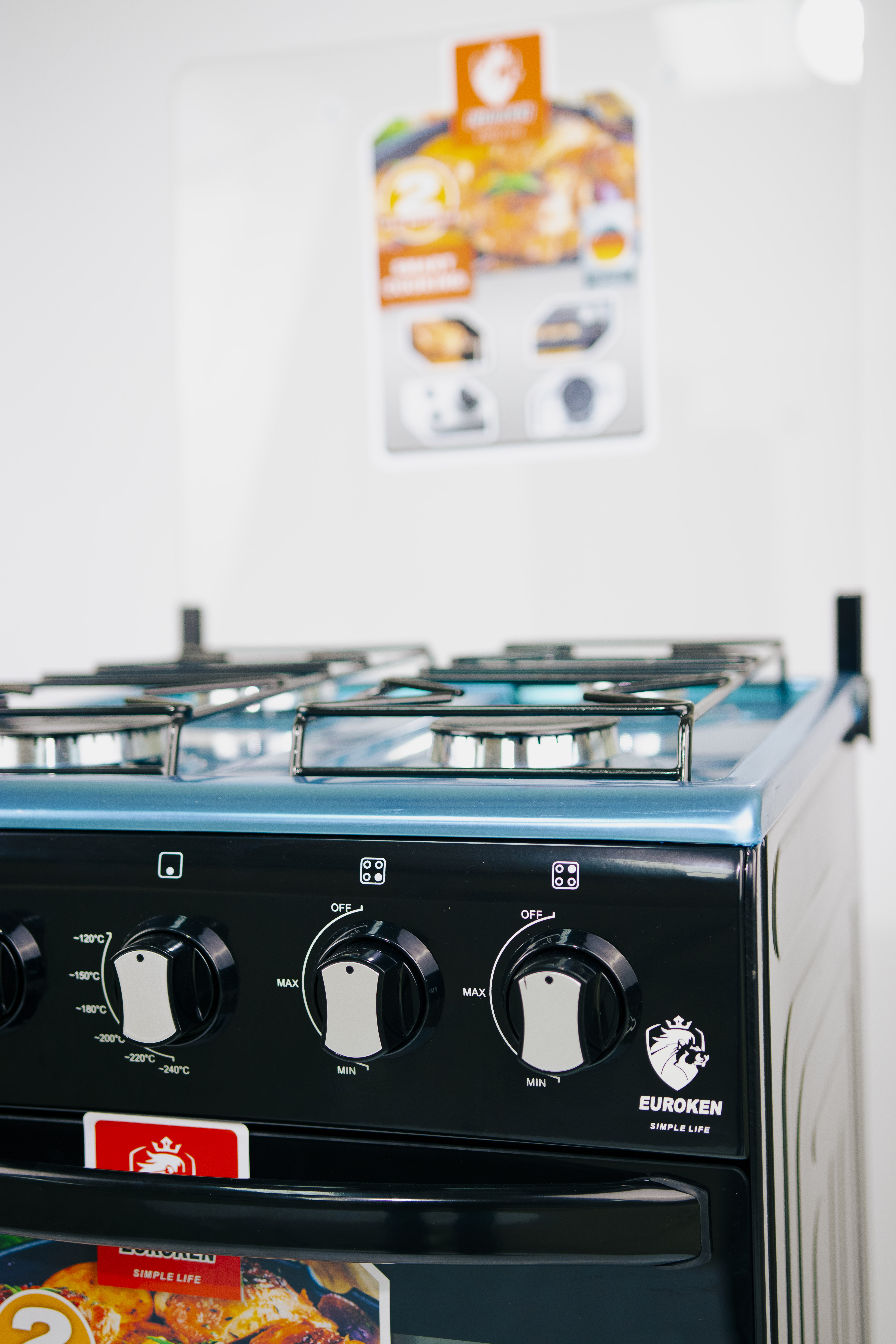 【LIMITED OFFER】Euroken 50X55  Euro55-4G-G 50L Home Improvement Free Standing Full Gas Cooker Kitchen Appliance With Gas Oven 4 Burners 50X55Cm