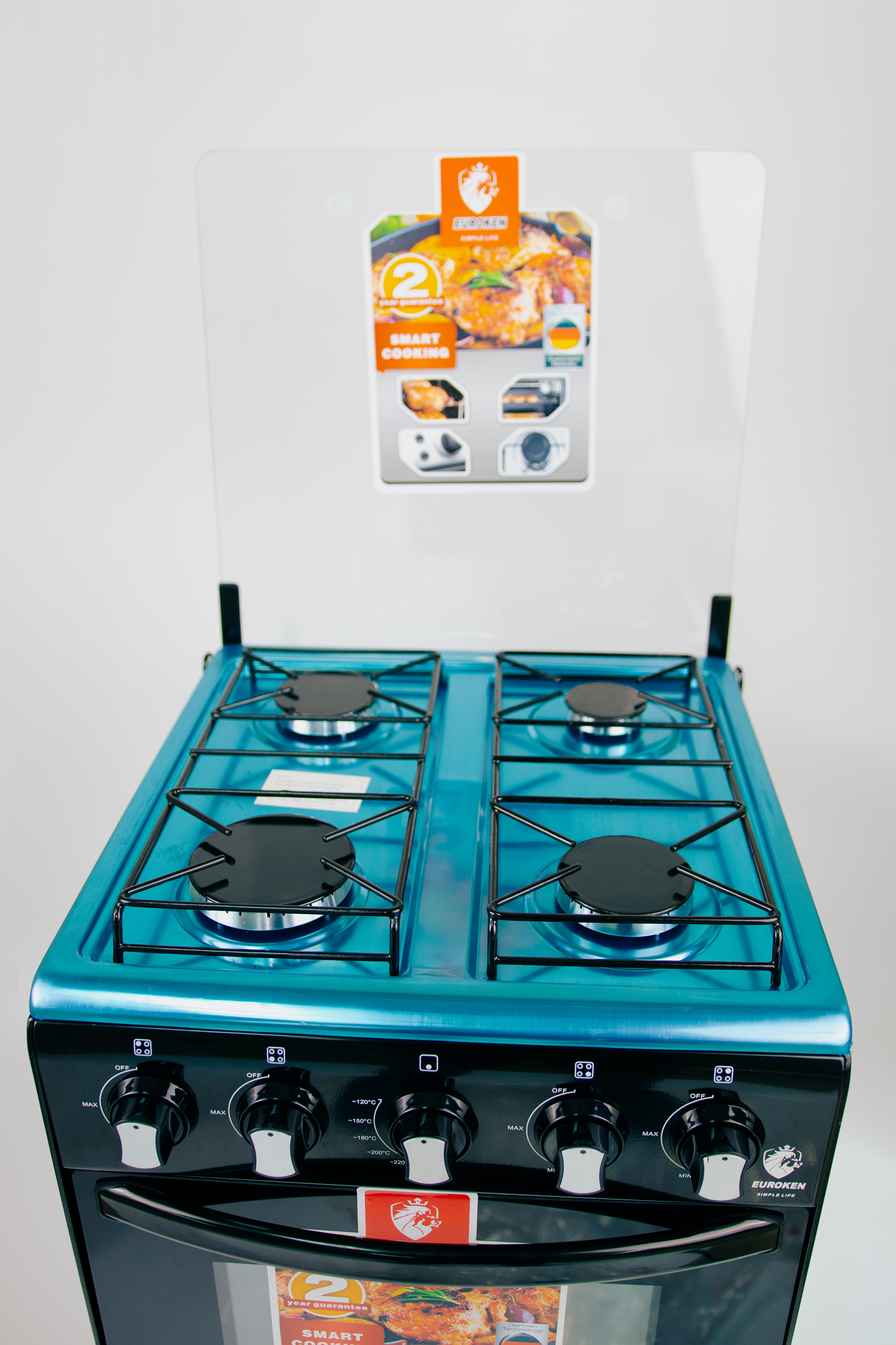 【LIMITED OFFER】Euroken 50X55  Euro55-4G-G 50L Home Improvement Free Standing Full Gas Cooker Kitchen Appliance With Gas Oven 4 Burners 50X55Cm