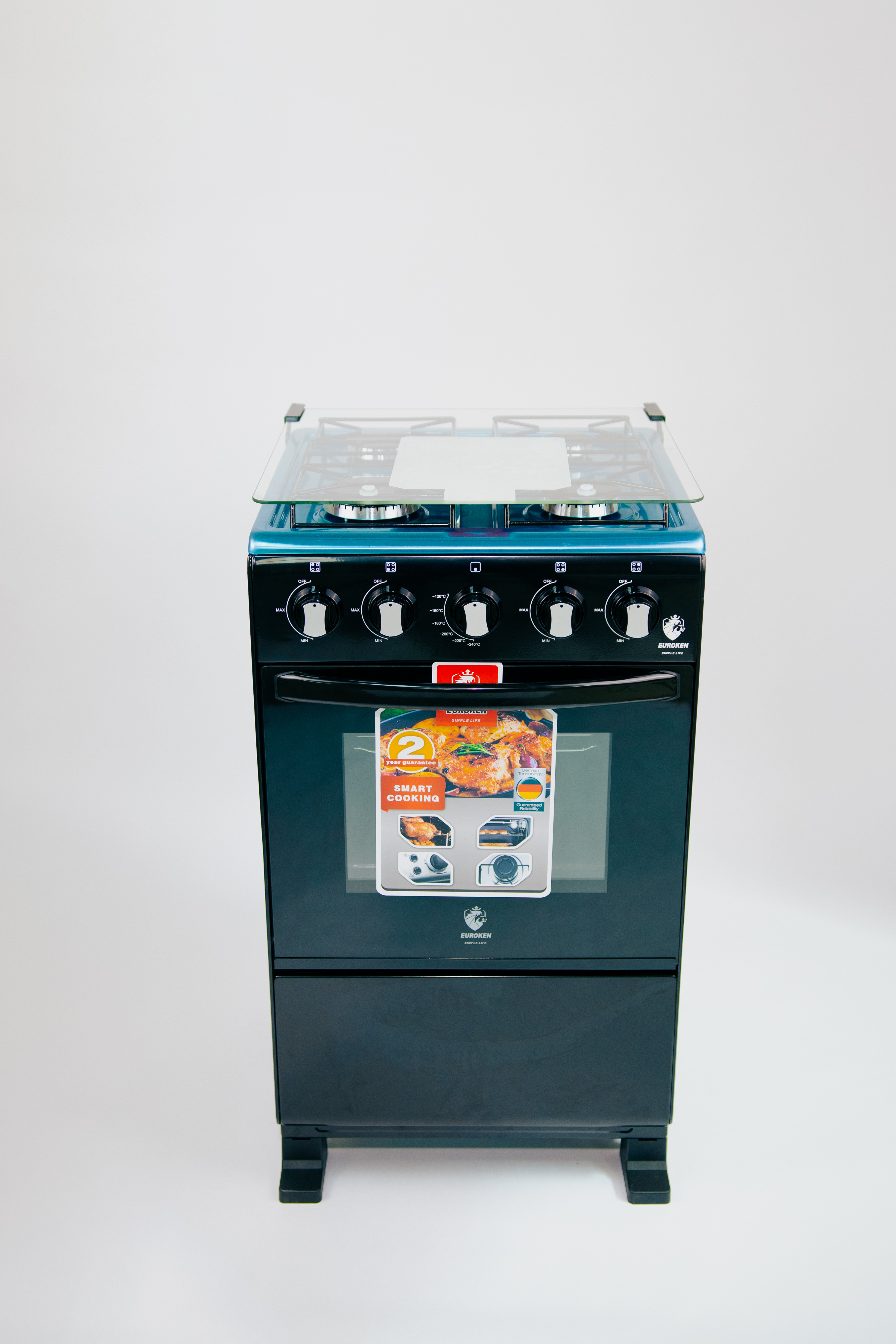 【LIMITED OFFER】Euroken 50X55  Euro55-4G-G 50L Home Improvement Free Standing Full Gas Cooker Kitchen Appliance With Gas Oven 4 Burners 50X55Cm