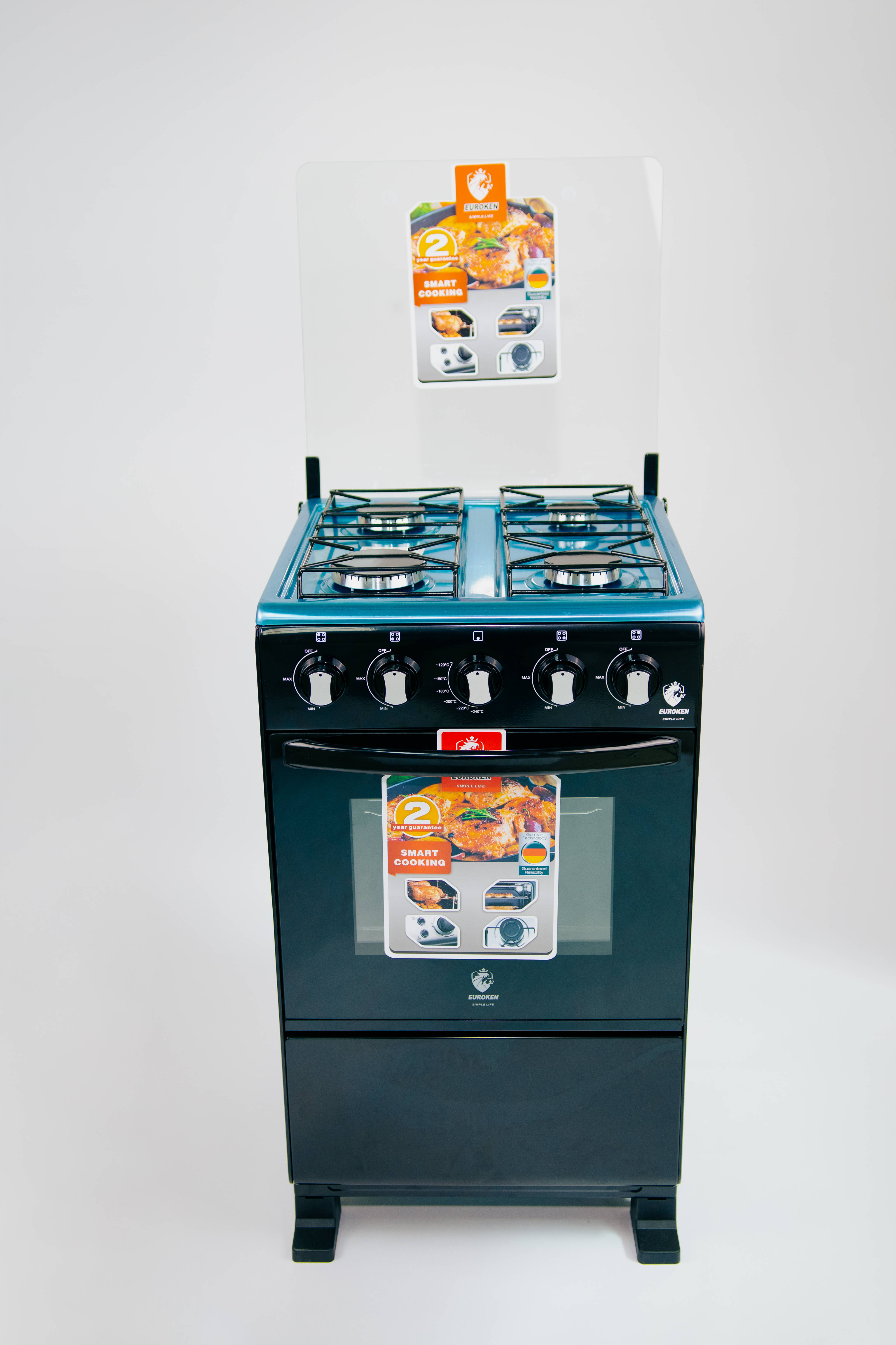 【LIMITED OFFER】Euroken 50X55  Euro55-4G-G 50L Home Improvement Free Standing Full Gas Cooker Kitchen Appliance With Gas Oven 4 Burners 50X55Cm