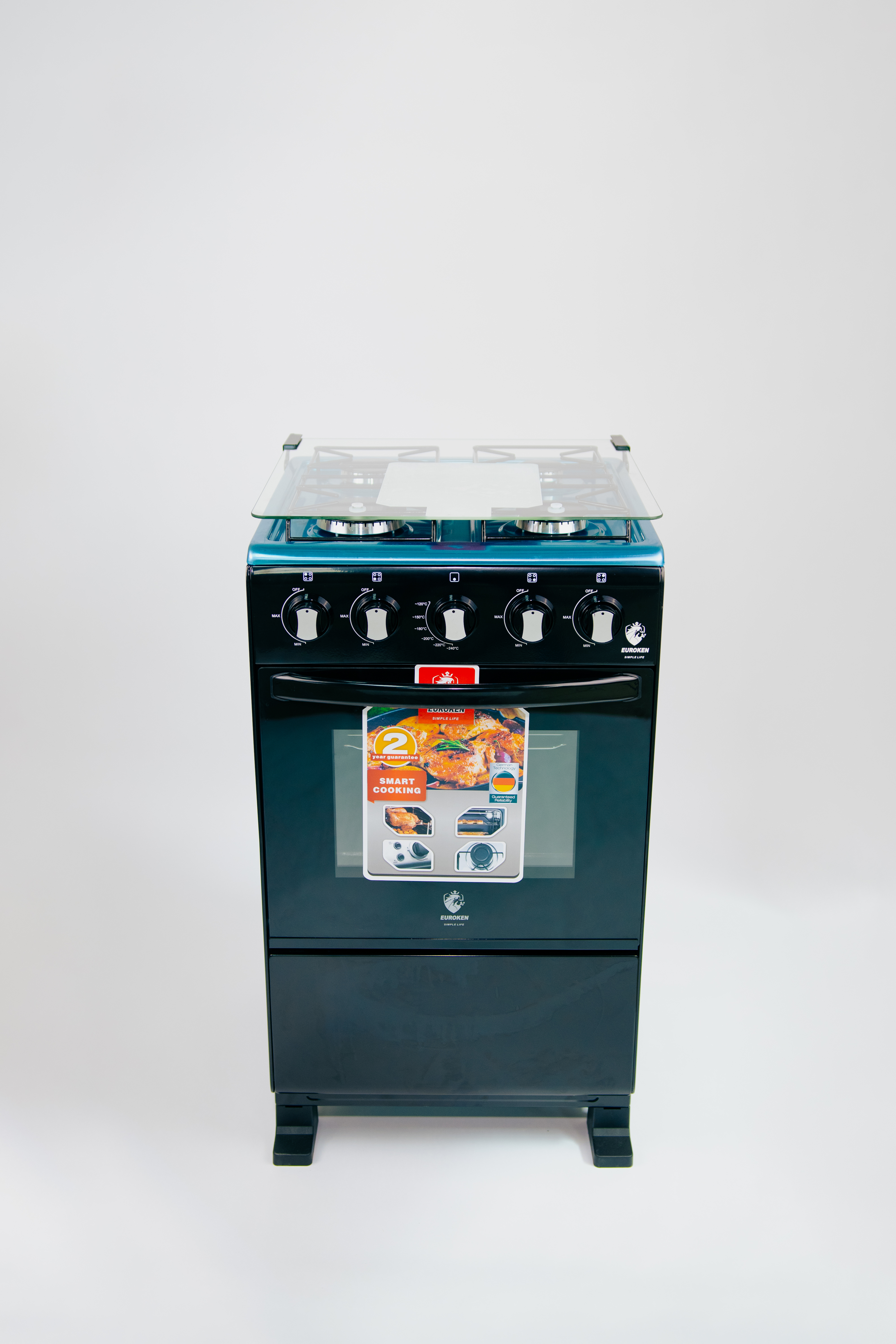 【LIMITED OFFER】Euroken 50X55  Euro55-4G-G 50L Home Improvement Free Standing Full Gas Cooker Kitchen Appliance With Gas Oven 4 Burners 50X55Cm