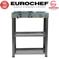 【Exclusive Offer】 EUROCHEF EC-6073(2+1)  Simple Standing Cooker 2 Gas 1 Hot Plate Cooker With Shelves & No Oven