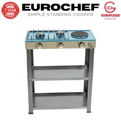【Exclusive Offer】 EUROCHEF EC-6073(2+1)  Simple Standing Cooker 2 Gas 1 Hot Plate Cooker With Shelves & No Oven