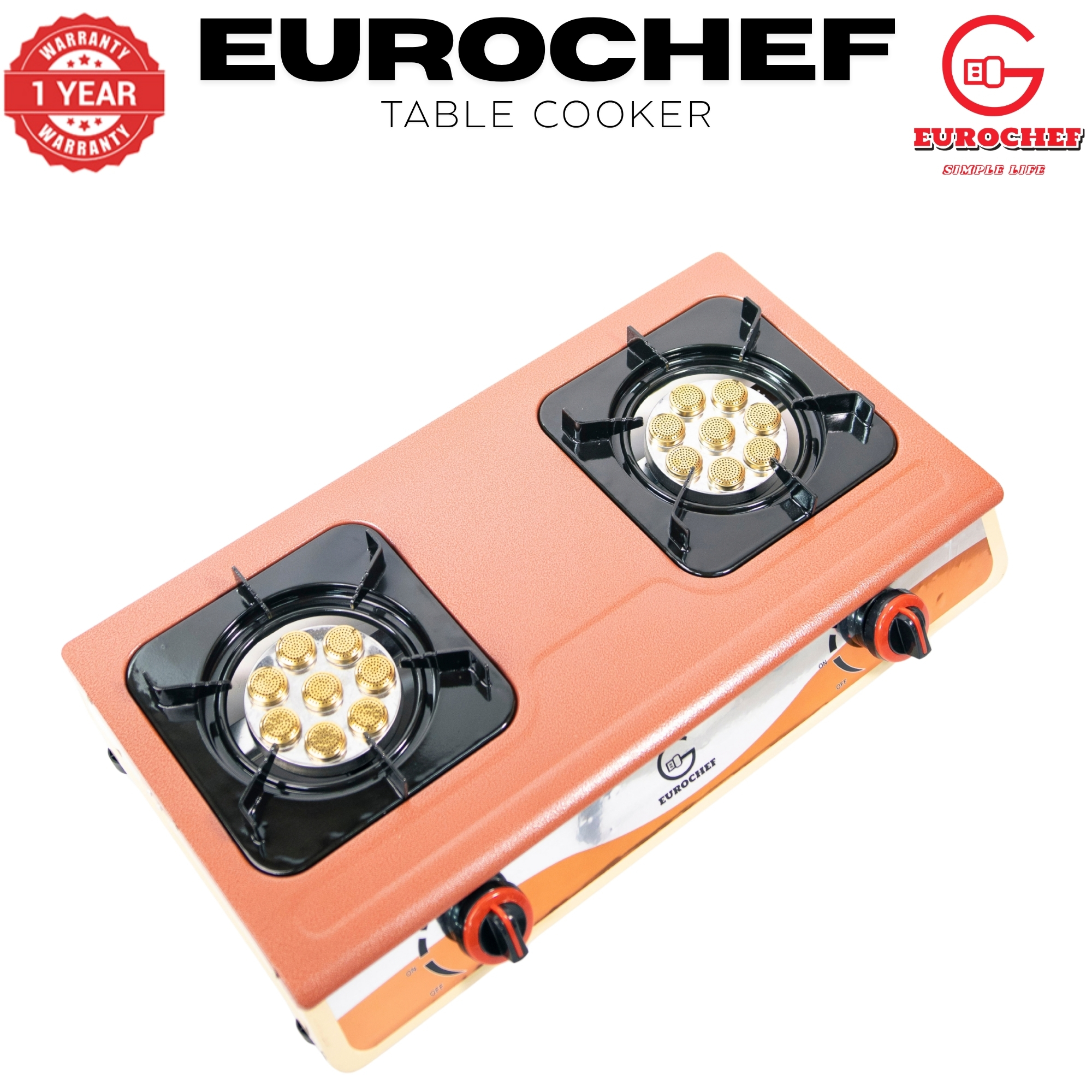 【Limited OfferEurochef ST-SUPER02 Heavy Duty Gas Cooker with Cast Iron Burners, Stainless Steel Panel & Auto Ignition