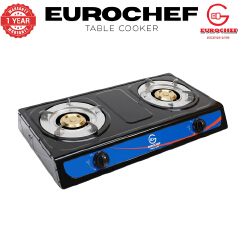 【Limited Offer】 EUROCHEF ST-G002B  Table Top Stainless Steel 2 Burner Kitchen Appliance Cooktop Gas Cooker