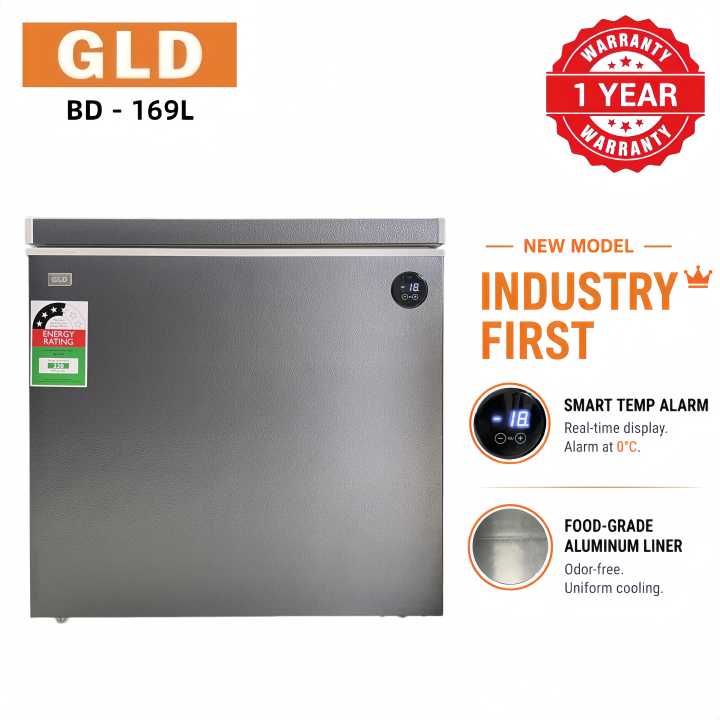 GLD 169L Chest Freezer with Smart Digital Display | Large Capacity | Food-Grade Aluminum Liner | 80% Less Frost | 0°C Alarm | Power Outage Protection | 42dB Ultra Quiet Operation