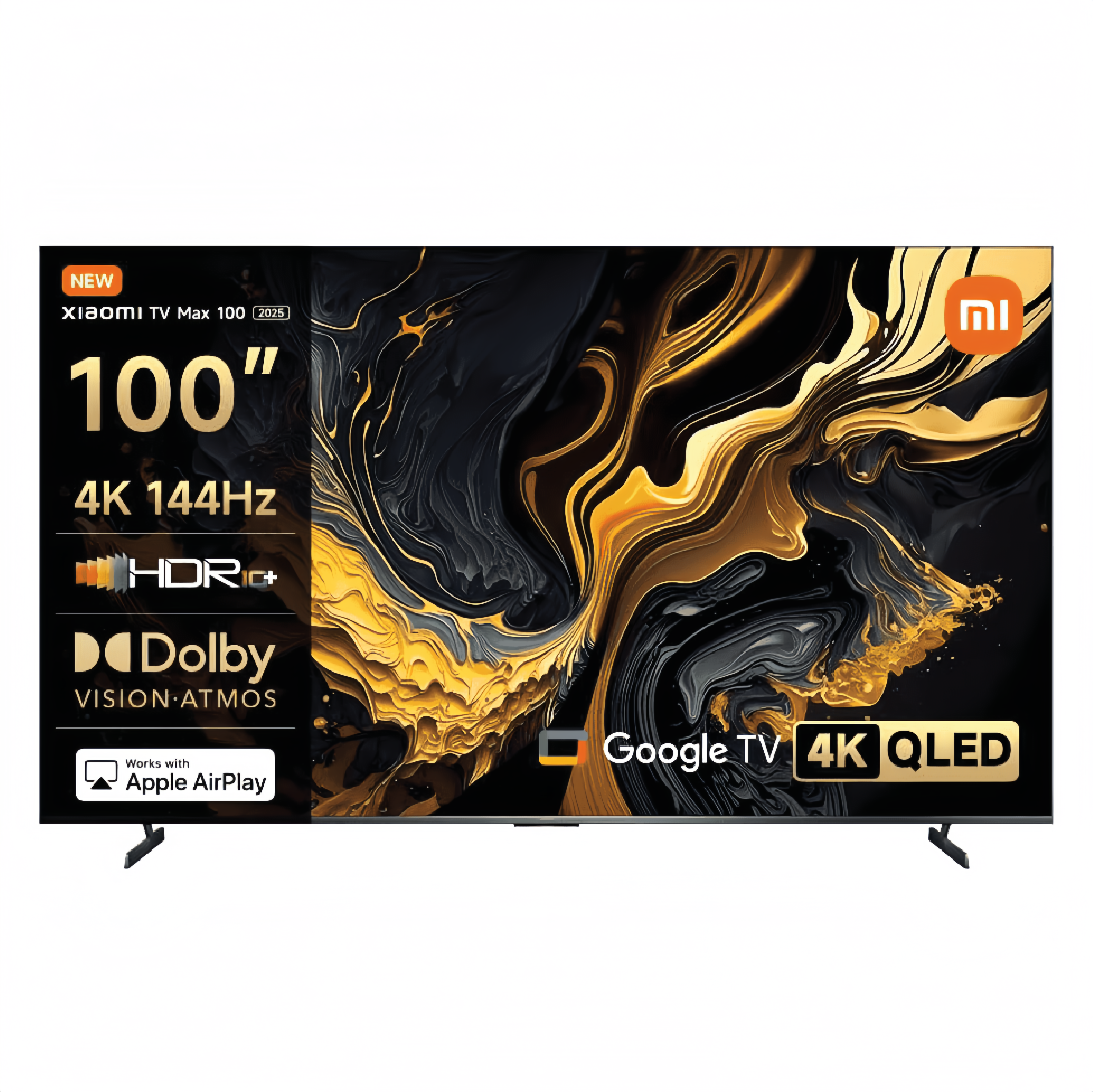 Xiaomi 100" Inch QLED 4K Smart TV, 144Hz High Refresh Rate Gaming Television, Google TV, Dolby Vision & Atmos, HDR10+, WiFi 6 Bluetooth, Multiple HDMI USB Ports, 1.07B Colors AI Processor