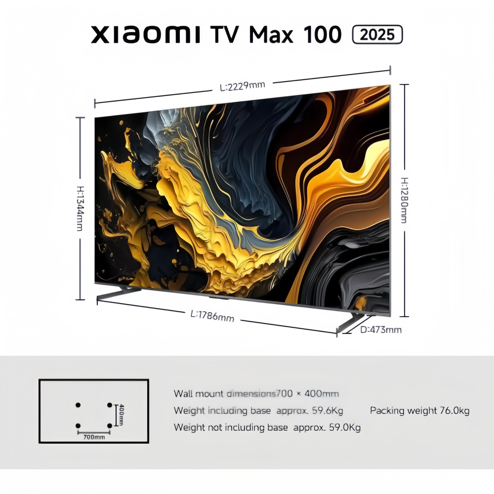 Xiaomi 100" Inch QLED 4K Smart TV, 144Hz High Refresh Rate Gaming Television, Google TV, Dolby Vision & Atmos, HDR10+, WiFi 6 Bluetooth, Multiple HDMI USB Ports, 1.07B Colors AI Processor