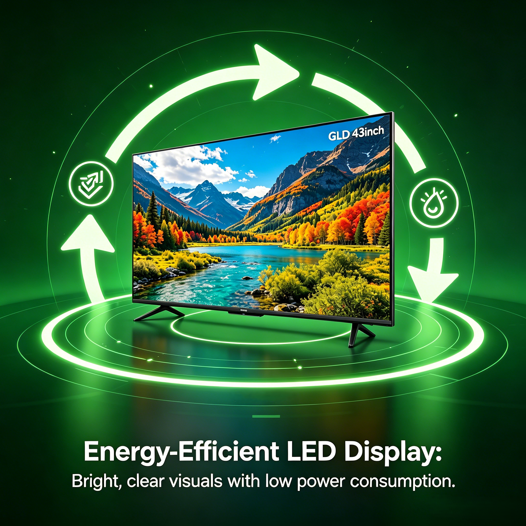 GLD 43" Inch Smart Android TV Frameless Full HD 1080P LED Television, Bluetooth Enabled, Built-in WiFi, Support Netflix YouTube, HDMI & USB Ports, Multi-Media Screen Mirroring (G4300D2B-SA)