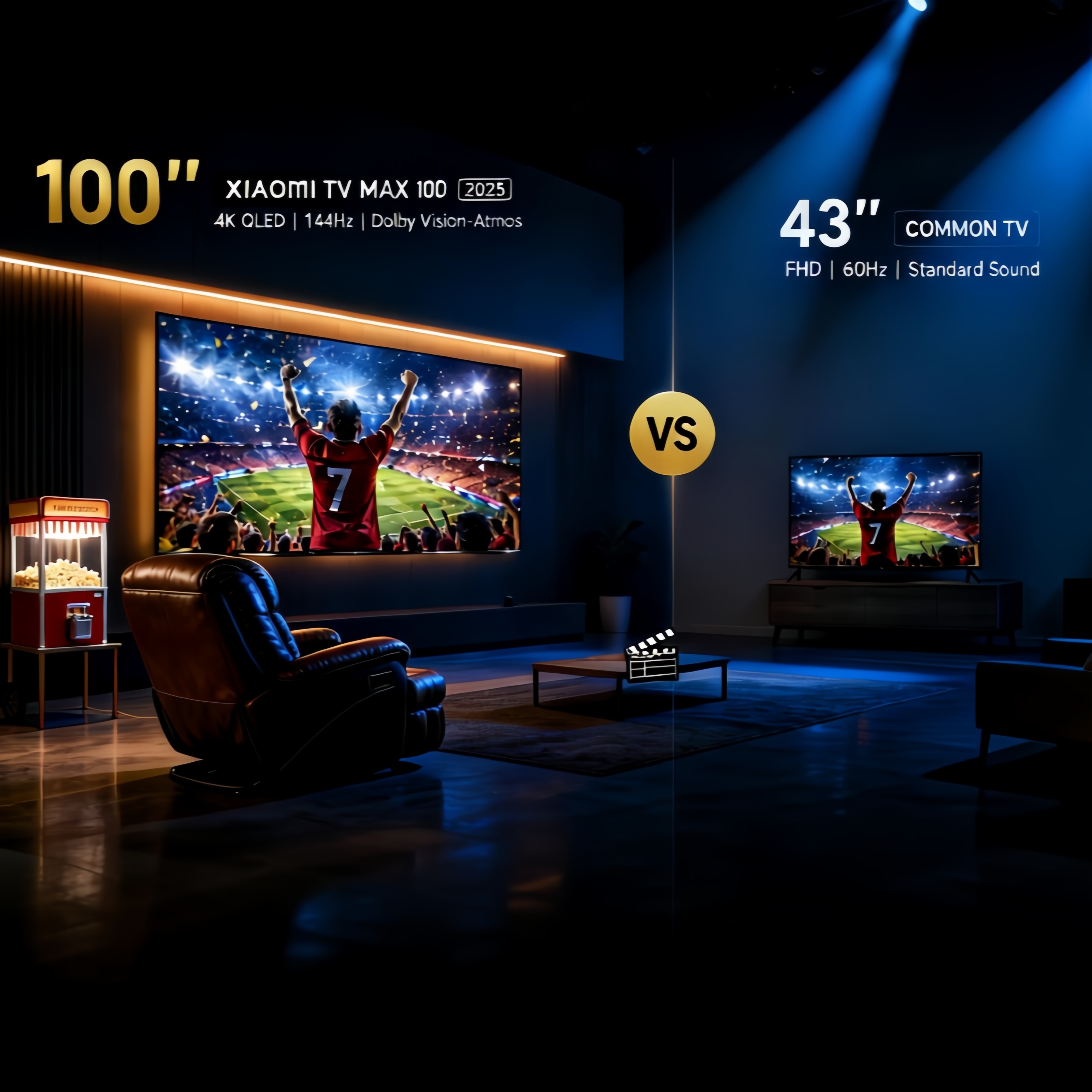 Xiaomi 100" Inch QLED 4K Smart TV, 144Hz High Refresh Rate Gaming Television, Google TV, Dolby Vision & Atmos, HDR10+, WiFi 6 Bluetooth, Multiple HDMI USB Ports, 1.07B Colors AI Processor