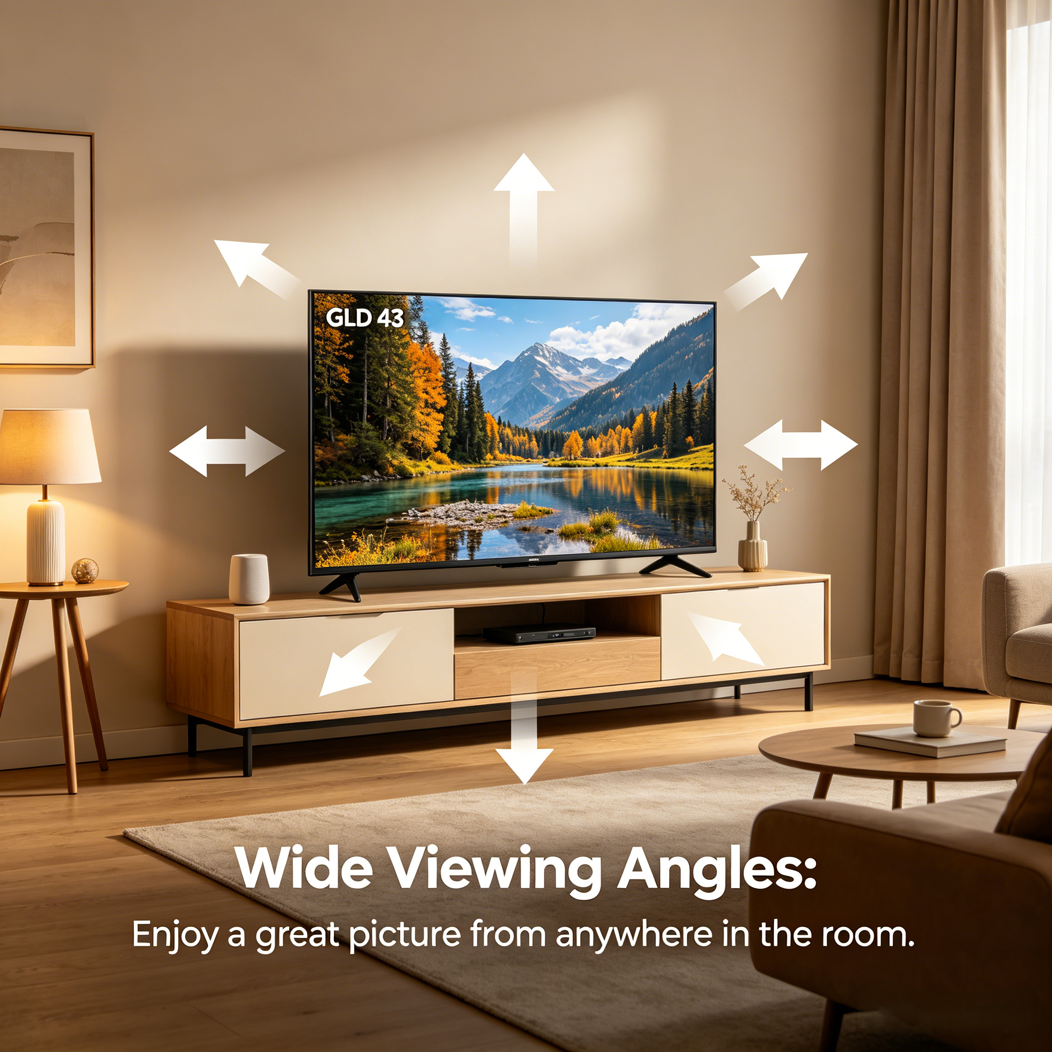 GLD 43" Inch Smart Android TV Frameless Full HD 1080P LED Television, Bluetooth Enabled, Built-in WiFi, Support Netflix YouTube, HDMI & USB Ports, Multi-Media Screen Mirroring (G4300D2B-SA)