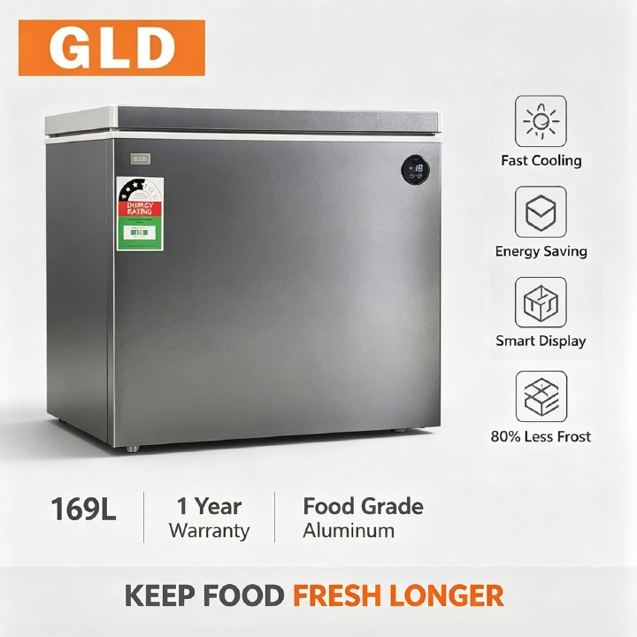 GLD 169L Chest Freezer | Smart Digital Display | Fast Cooling | Energy Saving | 80% Less Frost | 42dB Ultra Quiet | 1 Year Warranty
