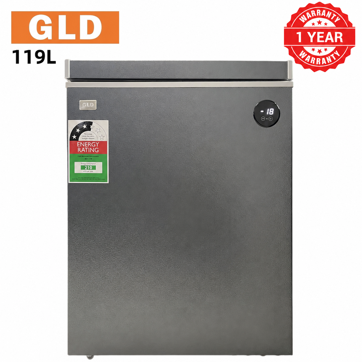 GLD 119L Smart Chest Freezer | Built-In Voltage Stabilizer & Power Delay Protection | Touch Temperature Control | No Extra Fridge Guard Needed | Fast Cooling