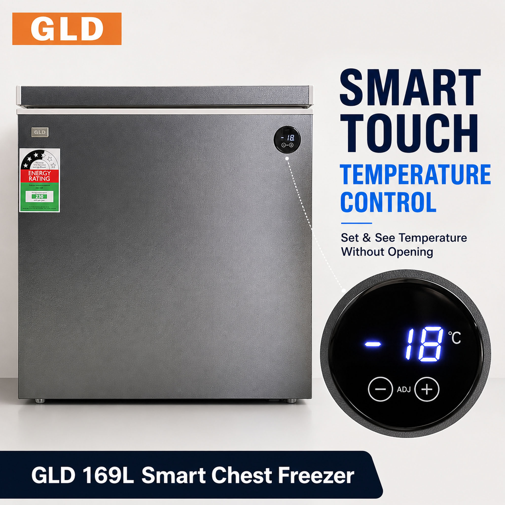 GLD 169L Smart Chest Freezer | Built-In Voltage & Power Protection | Touch Temperature Control | No Extra Fridge Guard Needed | Fast Cooling & Energy Saving