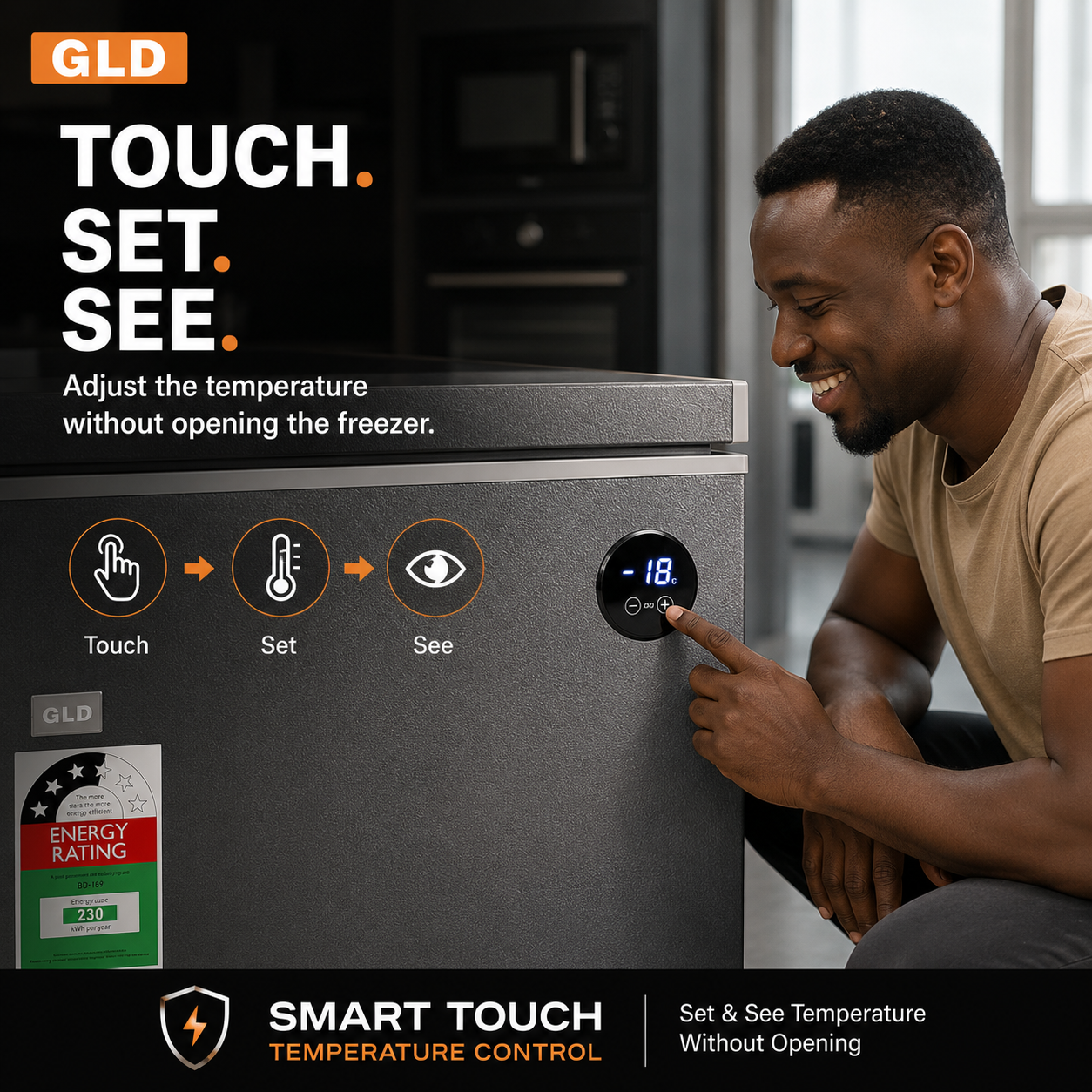 GLD 169L Smart Chest Freezer | Built-In Voltage & Power Protection | Touch Temperature Control | No Extra Fridge Guard Needed | Fast Cooling & Energy Saving