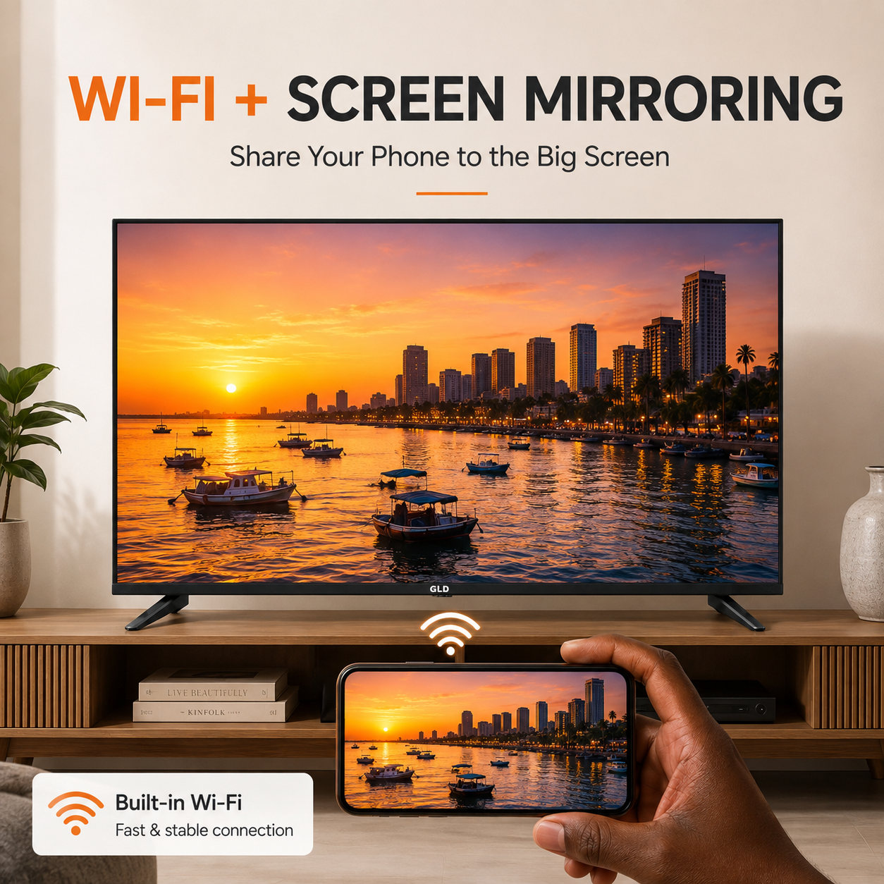GLD 55Z1 55-Inch 4K UHD Tizen Smart TV, DVB-T2/S2, WiFi & Bluetooth, 3 HDMI, 2 USB, 2×10W Stereo Sound, Black, 1 Year Warranty