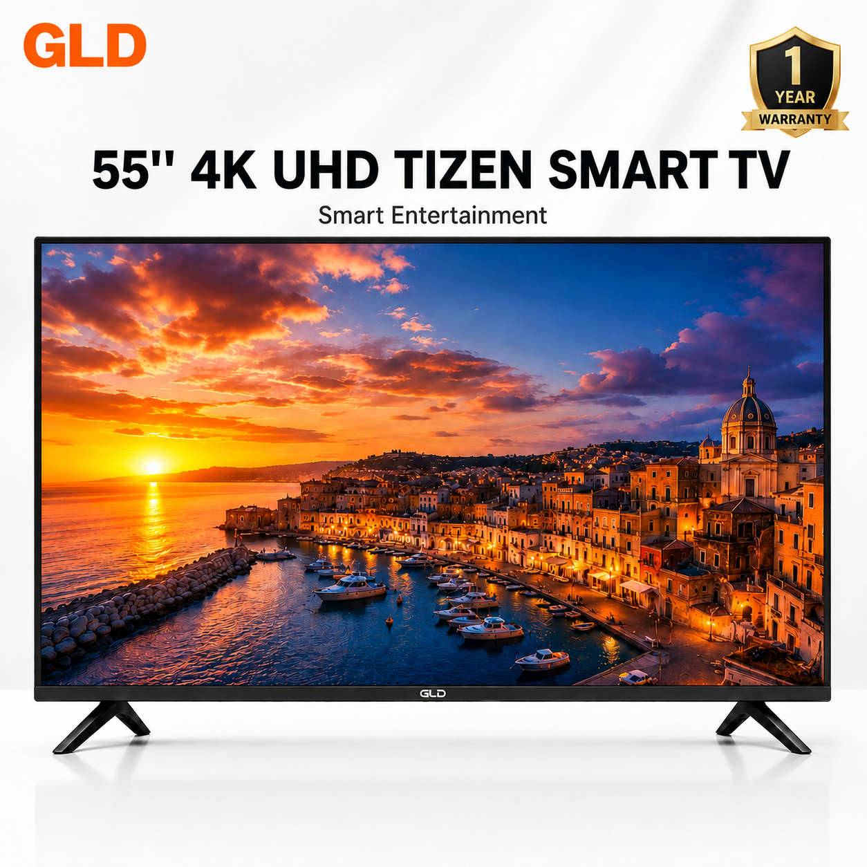 GLD 55Z1 55-Inch 4K UHD Tizen Smart TV, DVB-T2/S2, WiFi & Bluetooth, 3 HDMI, 2 USB, 2×10W Stereo Sound, Black, 1 Year Warranty