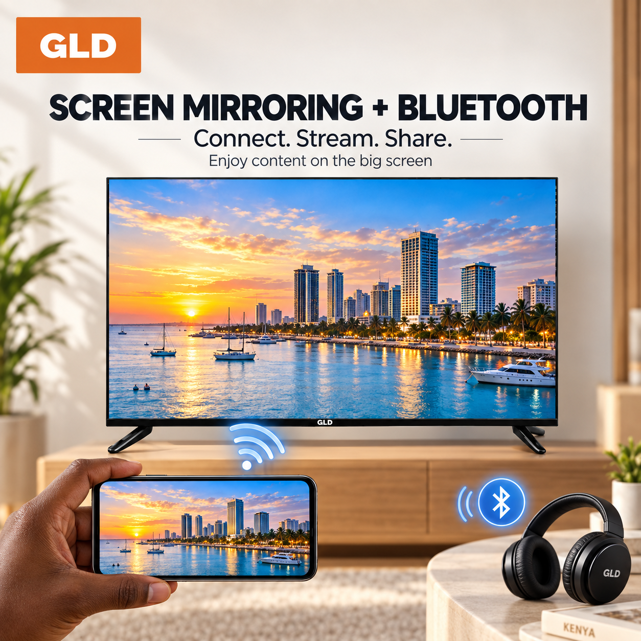 GLD 43" Smart Android TV, Full HD 1080P, Built-in WiFi & Bluetooth, Netflix YouTube, Screen Mirroring, HDMI USB, 1 Year Warranty