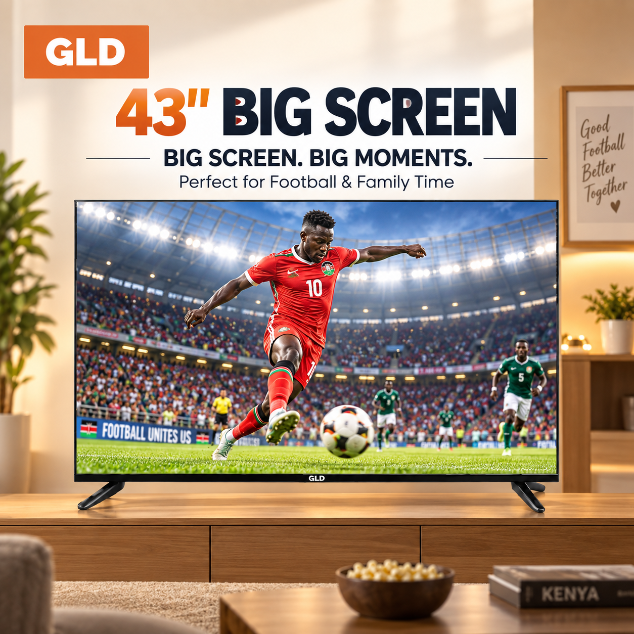 GLD 43" Smart Android TV, Full HD 1080P, Built-in WiFi & Bluetooth, Netflix YouTube, Screen Mirroring, HDMI USB, 1 Year Warranty