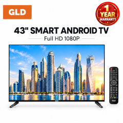 GLD 43" Smart Android TV, Full HD 1080P, Built-in WiFi & Bluetooth, Netflix YouTube, Screen Mirroring, HDMI USB, 1 Year Warranty