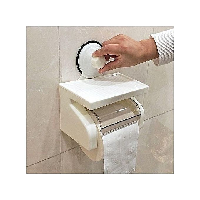 Wall Mounted Toilet Tissue Holder - White ABS Plastic, Space-Saving Design, Easy Installation