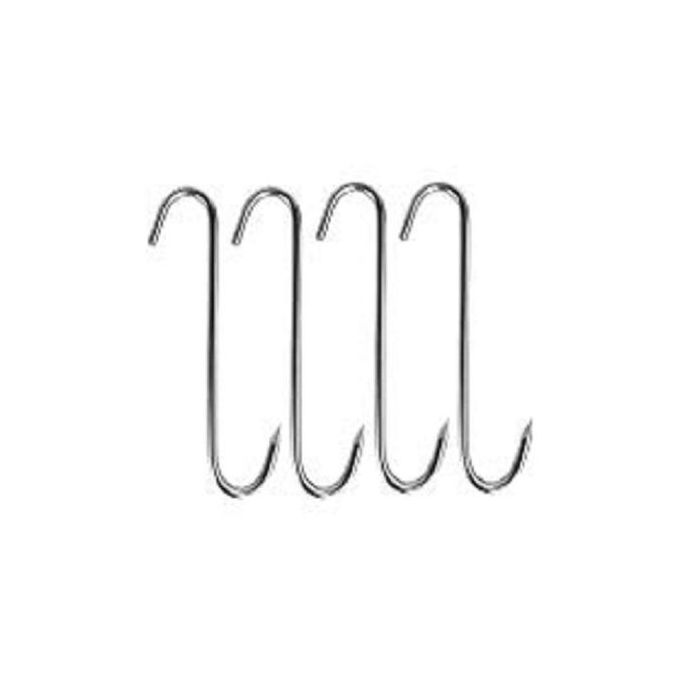 4-Pack Stainless Steel Butcher S-Hooks - 1.5kg Capacity, Multi-Functional Meat Hanging Tool