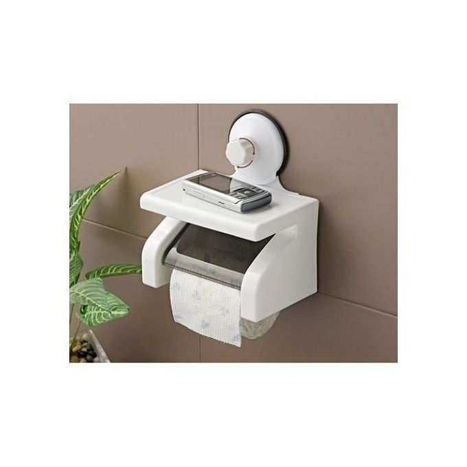 Wall Mounted Toilet Tissue Holder - White ABS Plastic, Space-Saving Design, Easy Installation