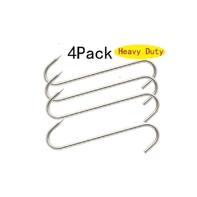 4-Pack Stainless Steel Butcher S-Hooks - 1.5kg Capacity, Multi-Functional Meat Hanging Tool