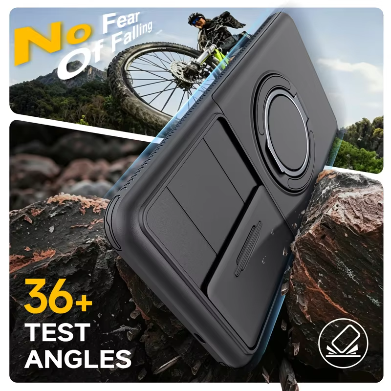Phone Case for Samsung Galaxy S26 S25 FE S24 Plus S23 S22 Ultra with Slide Camera Cover Hidden Wallet Card Holder 360 Ring Stand Shockproof Armor Case