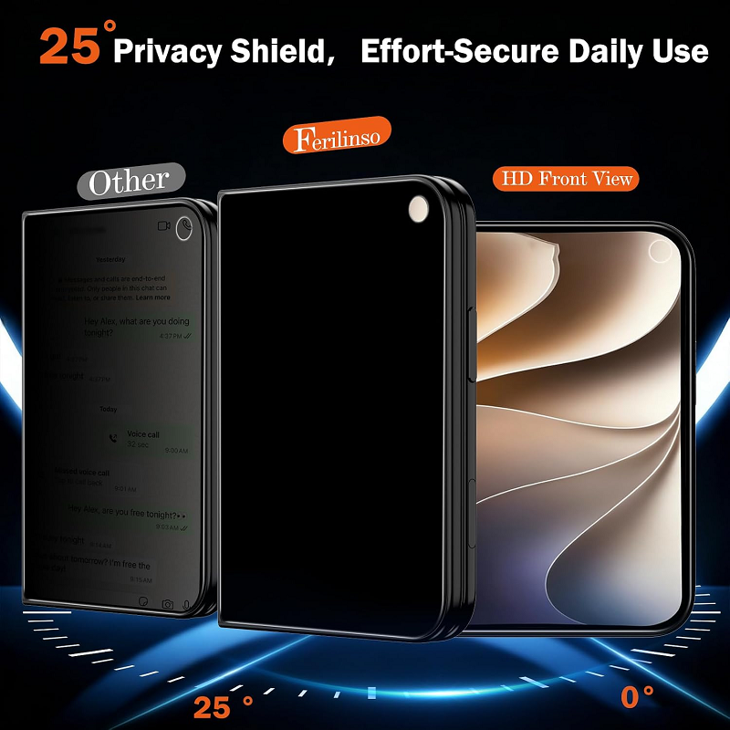 2 Pack Privacy Screen Protector for iPhone Duo 5G Tempered Glass + 2 Pack Camera Lens iPhone Fold Easy Installation Bubble Free