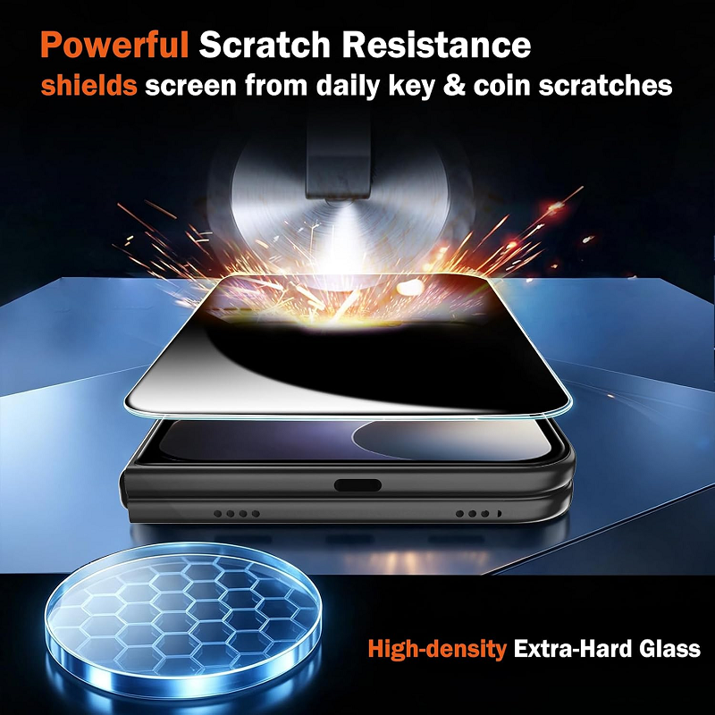2 Pack Privacy Screen Protector for iPhone Duo 5G Tempered Glass + 2 Pack Camera Lens iPhone Fold Easy Installation Bubble Free