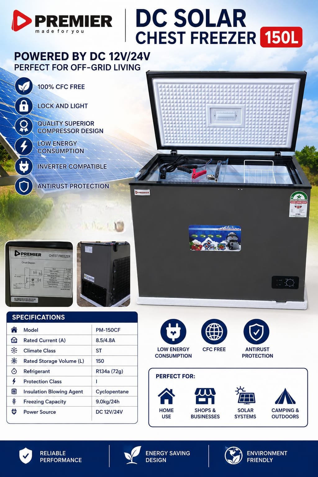❄️ DC Solar Chest Freezer 150 Litres ☀️🔋