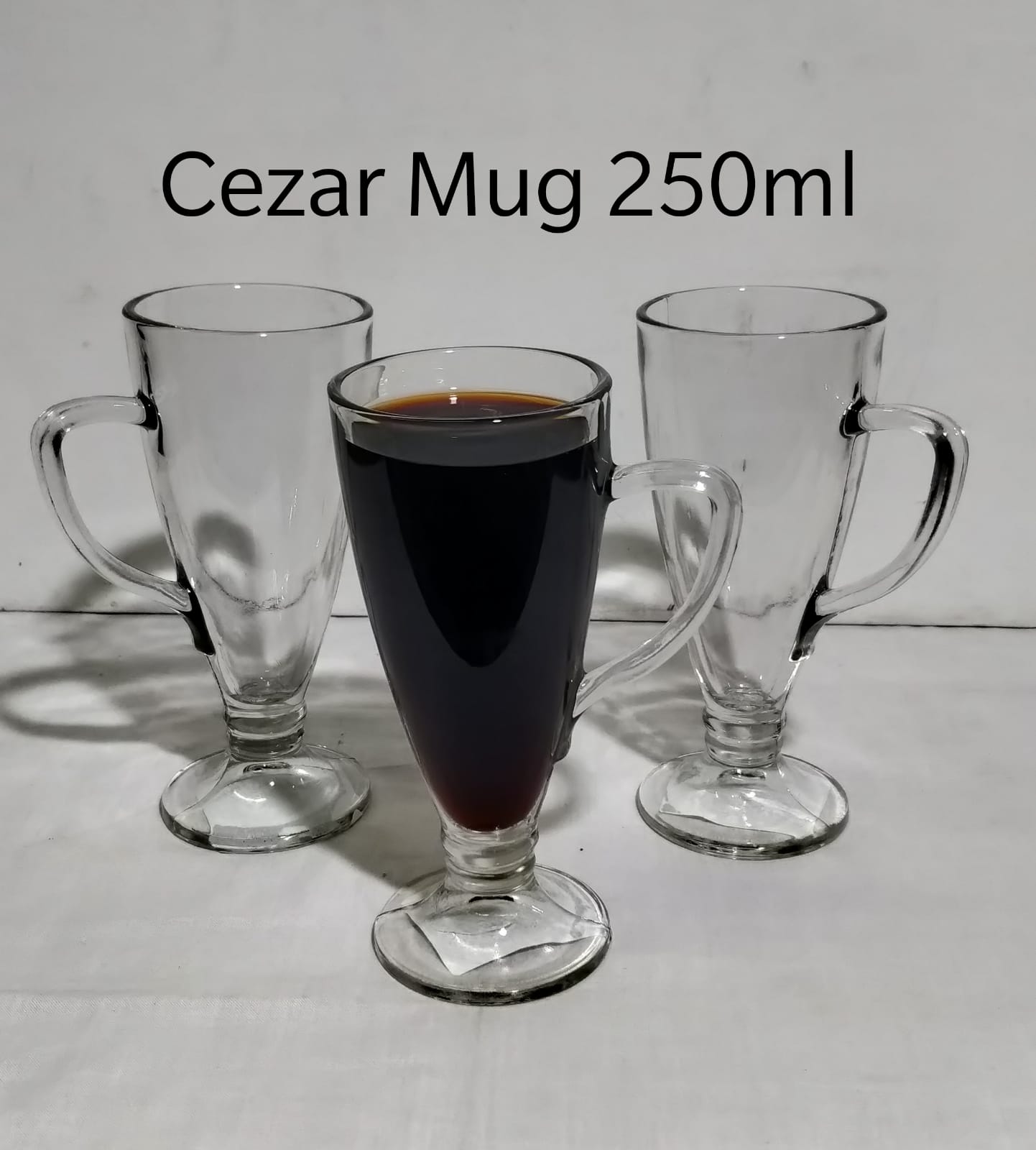 ☕ Cezar Glass Mug Set (3-Piece | 250ml) | Elegant Clear Glass Tea & Coffee Mugs ✨🥛