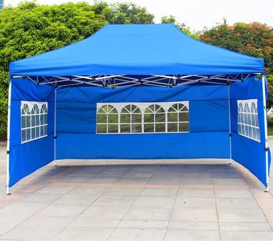 Heavy-Duty 3x6m Pop-Up Gazebo Canopy Tent with 3 Window Side Walls.Rapid pop-up assembly, expansive shelter coverage, weatherproof sidewalls with transparent windows, and sturdy frame stability.