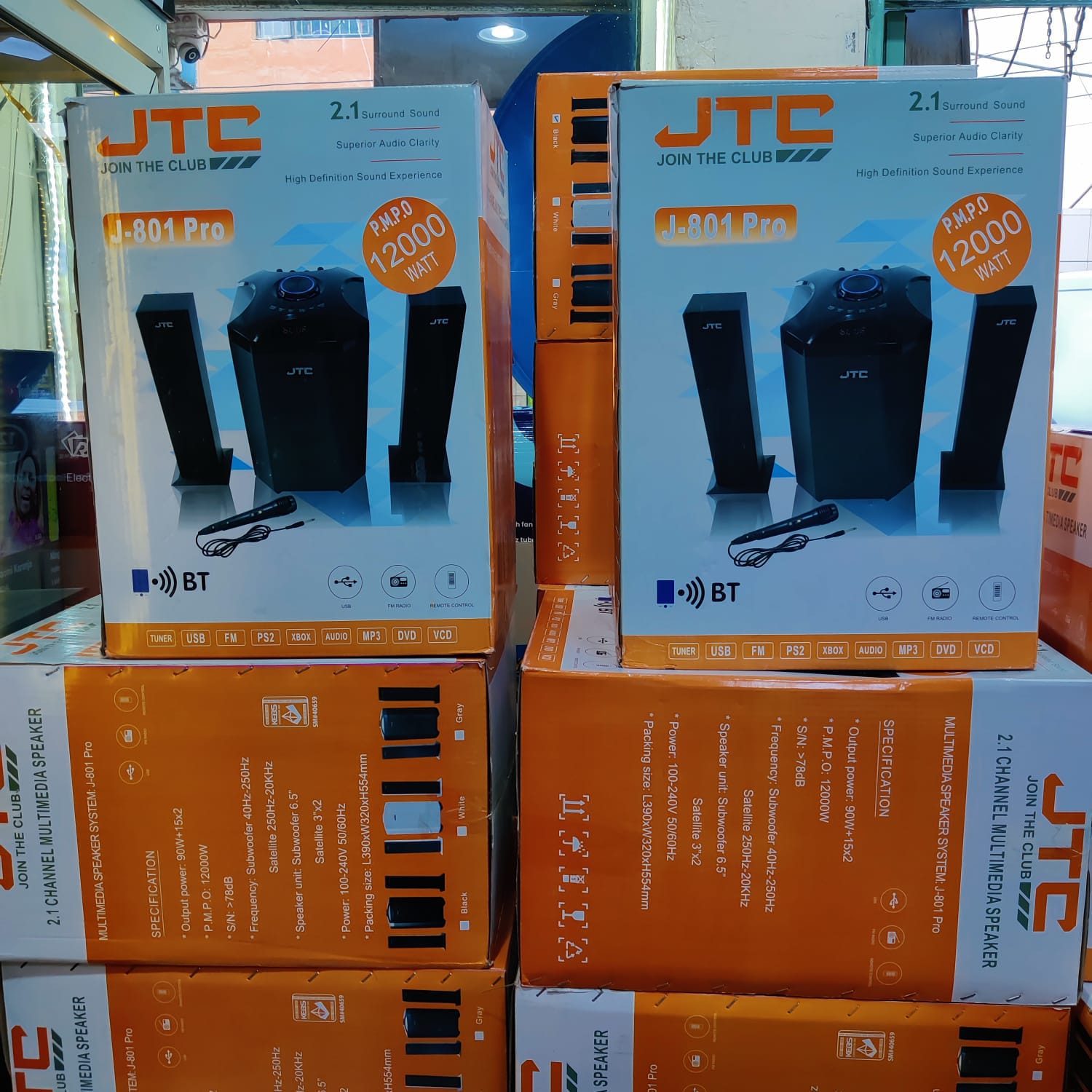 JTC Join The Club J-801 Pro 2.1 Channel Multimedia Speaker System - 12000W P.M.P.O Heavy Bass Bluetooth Subwoofer with Mic & Remote 🔥🔊