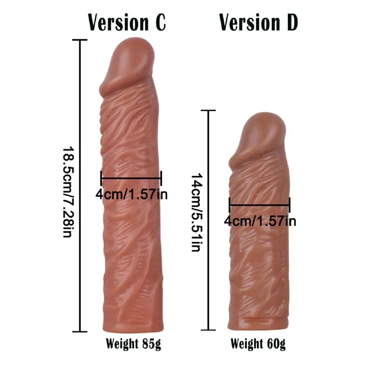 Silicone Penis Sleeve Extender Cock Enlarger Testicle Restraint Male Realistic Reusable Condom Prolonged Ejaculation Delayed Ring Sheath Sex Toys for Men - image 3