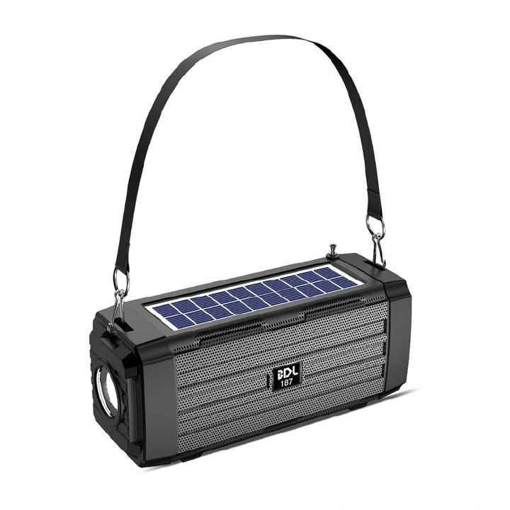 Solar Powered Bluetooth Speaker Portable Subwoofer Wireless Speaker With 100M Remote Flashlight Radio Retractable Antenna Physical Button Detachable Strap Support TF Card USB AUX Play TWS Surroun SS02