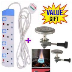 Power King HOME BEST 4 WAY POWER EXTENSION WITH LONG CABLE+FREE NON-LEAK BURNER