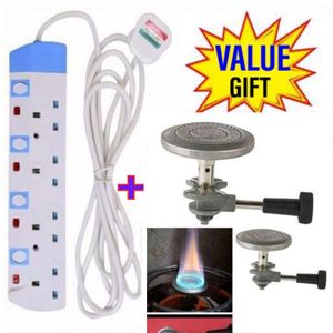 Power King HOME BEST 4 WAY POWER EXTENSION WITH LONG CABLE+FREE NON-LEAK BURNER