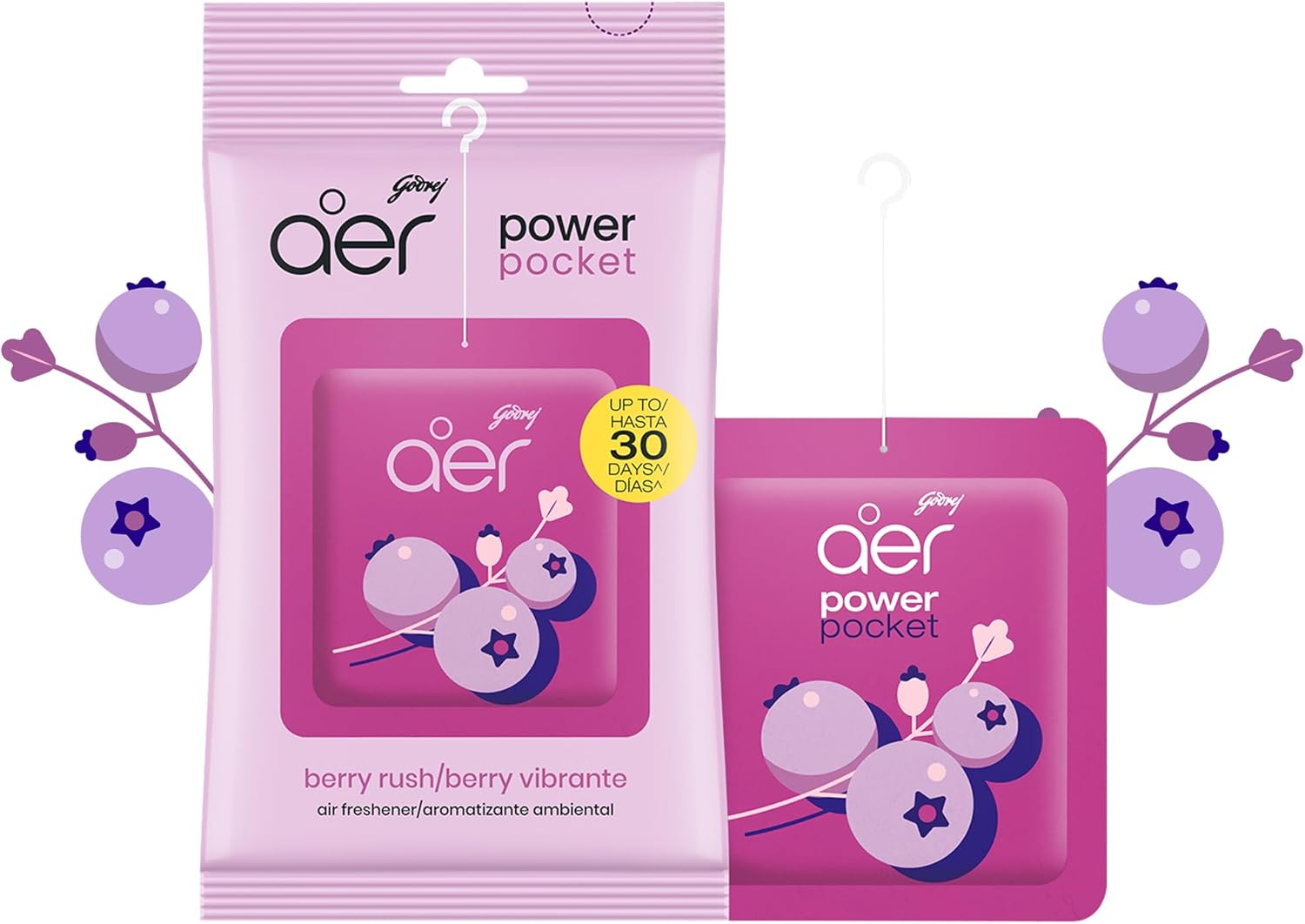 AER Power Pocket Fragrance  BERRY RUSH 10G—Freshness That Goes Everywhere With You. It' a compact, long-lasting air freshener designed to keep your small spaces smelling clean and vibrant.