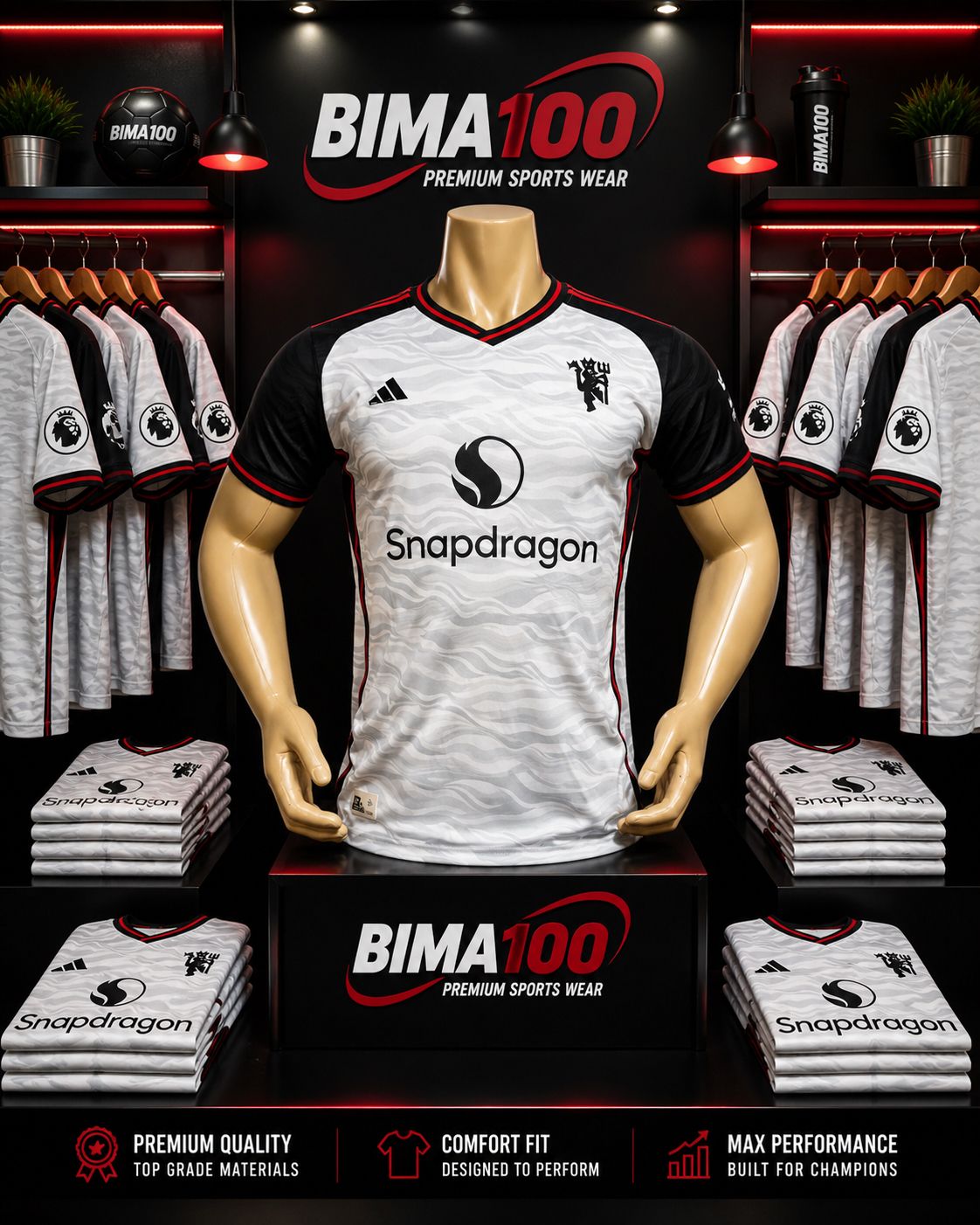 NEW ARRIVALS GENERIC Unique Outstanding  Manchester United 2025/26 away concept jersey With a white and grey patterned design with black accents.