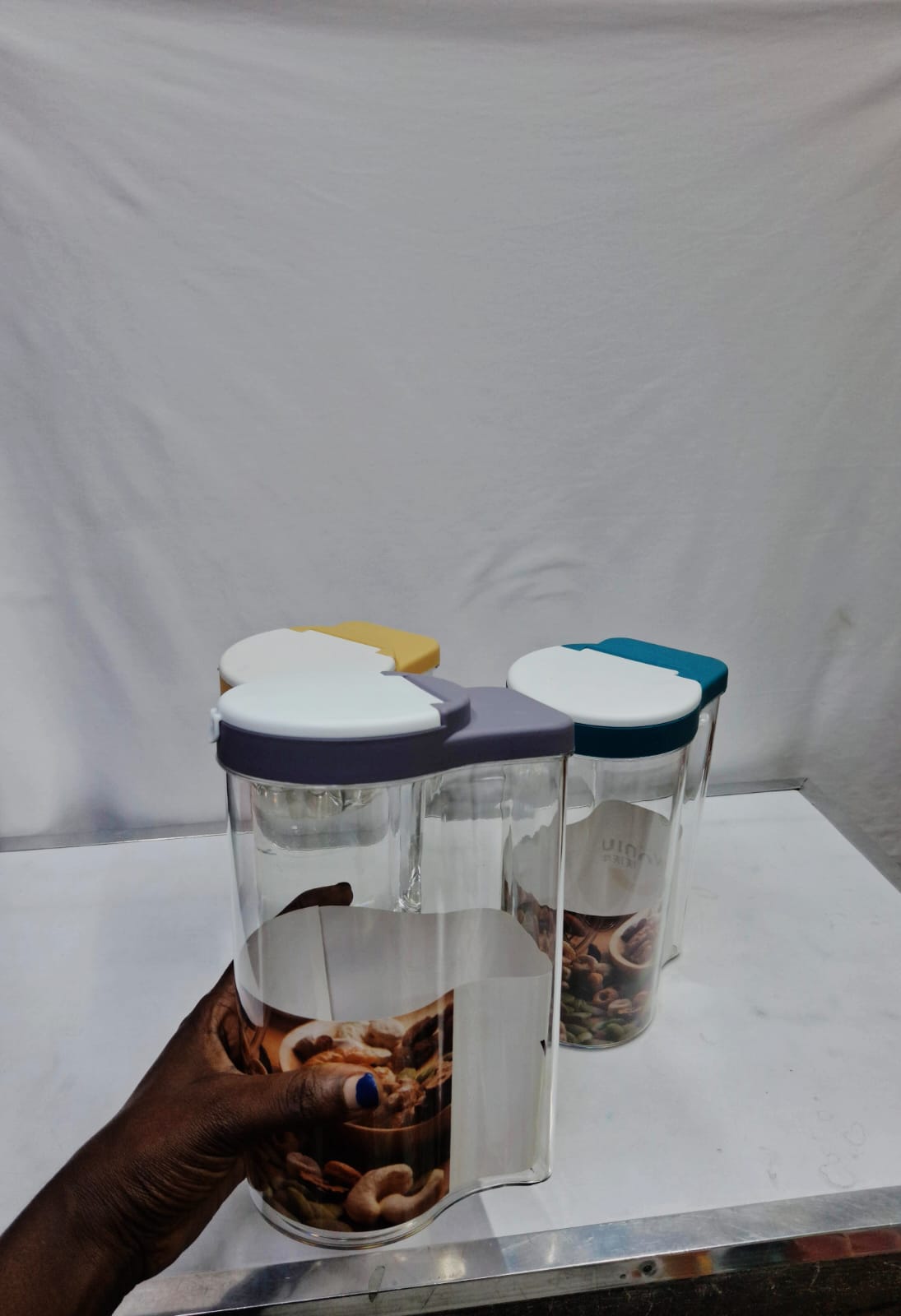 Set of 3PCS High Quality Heavy Plastic Food Storage Containers - Premium 2kg Capacity Each for Grains, Cereals, Flour, Rice, Sugar, Pasta and Dry Food Pantry Organization