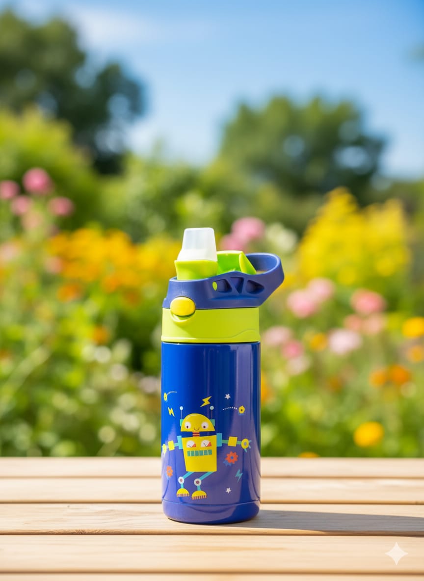 Happy Baby Insulated Portable Kitchen Baby Flask 350ml - Stainless Steel Food and Drink Flask with Silicone Spout for Milk, Food and Travel Feeding