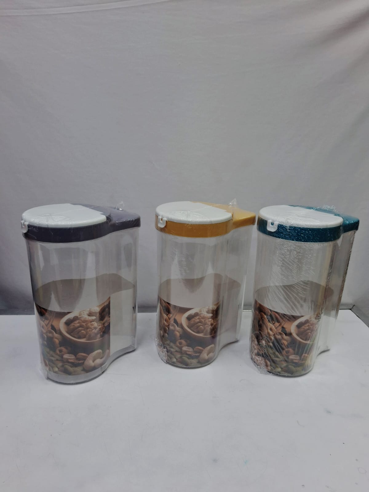 Set of 3PCS High Quality Heavy Plastic Food Storage Containers - Premium 2kg Capacity Each for Grains, Cereals, Flour, Rice, Sugar, Pasta and Dry Food Pantry Organization