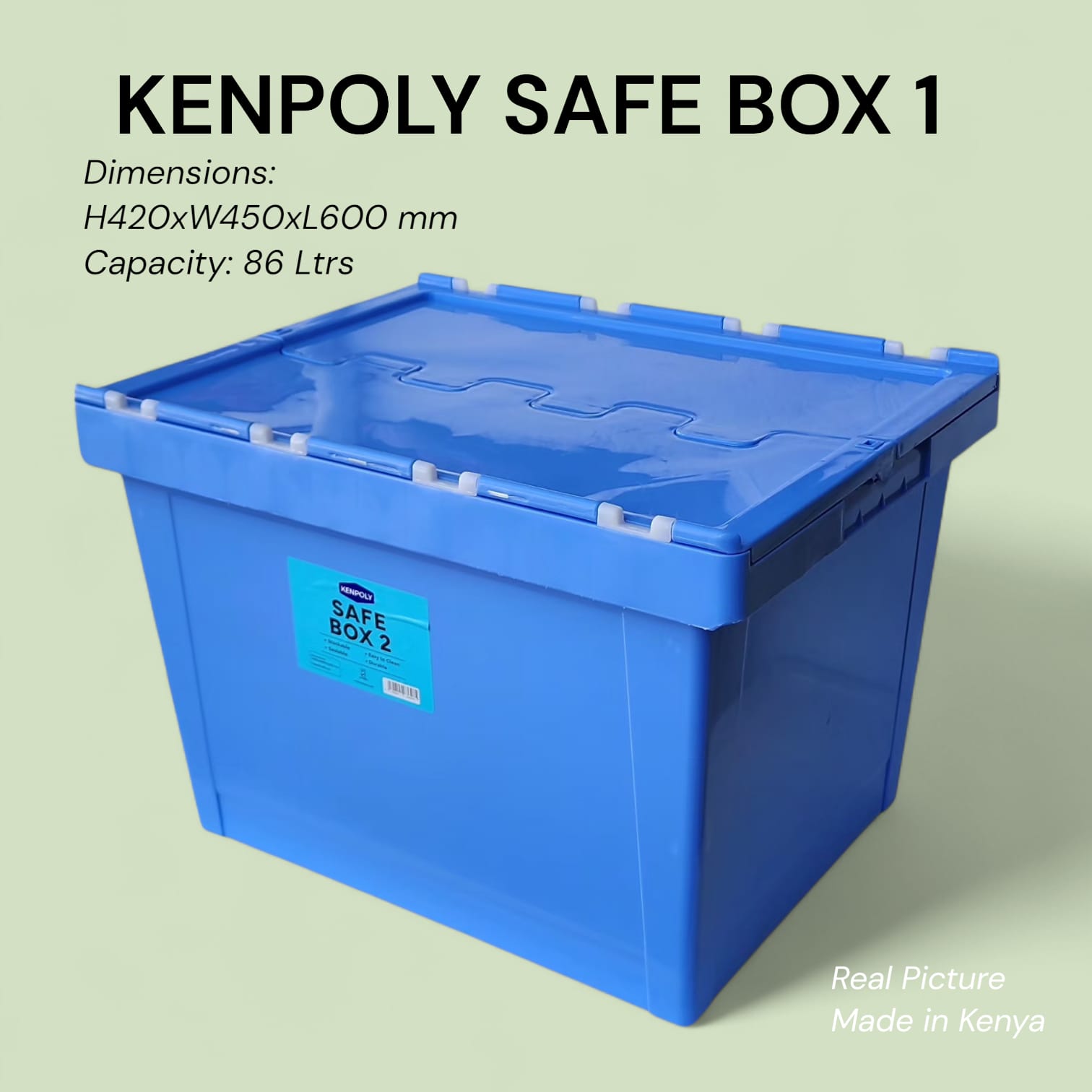 High Quality Kenpoly Heavy Duty Plastic Safe Box 86L - Premium Portable Storage Box with Secure Locking Lid for Home, Office, Garage, Warehouse and Household Organization