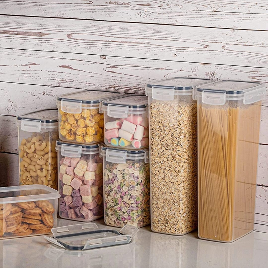 High Quality 8PCS Plastic Kitchen Storage Container Set - Premium 0.8L, 1.6L, 2L and 2.8L Airtight Food Containers for Pantry, Fridge Organization and Dry Food Storage