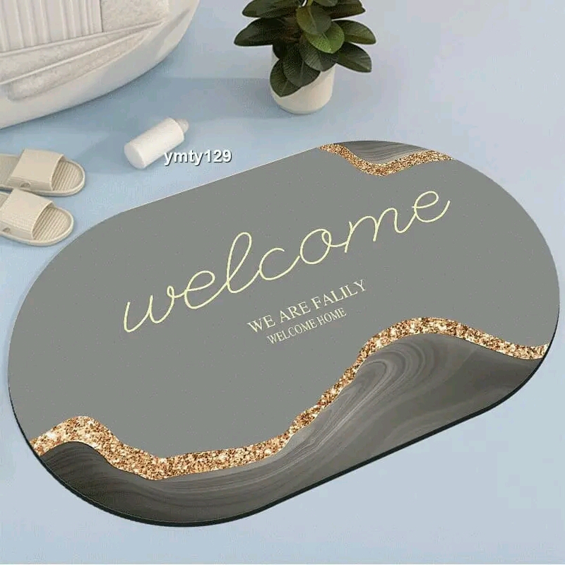 High Quality Large Oval Bathroom and Door Mat - Premium Anti-Slip Floor Mat with Rubber Underside for Bathroom, Entryway, Shower, Kitchen, Bedroom and Everyday Home Us