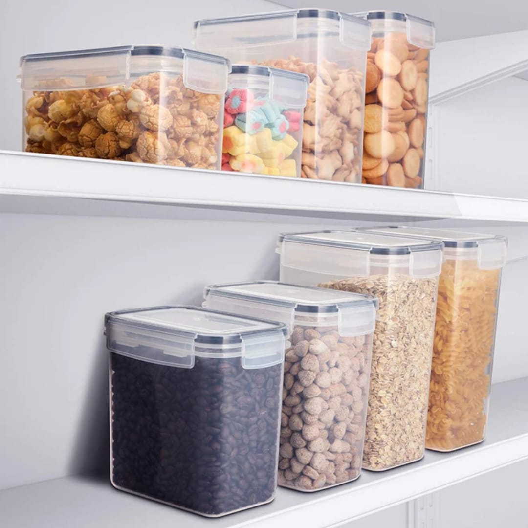High Quality 8PCS Plastic Kitchen Storage Container Set - Premium 0.8L, 1.6L, 2L and 2.8L Airtight Food Containers for Pantry, Fridge Organization and Dry Food Storage