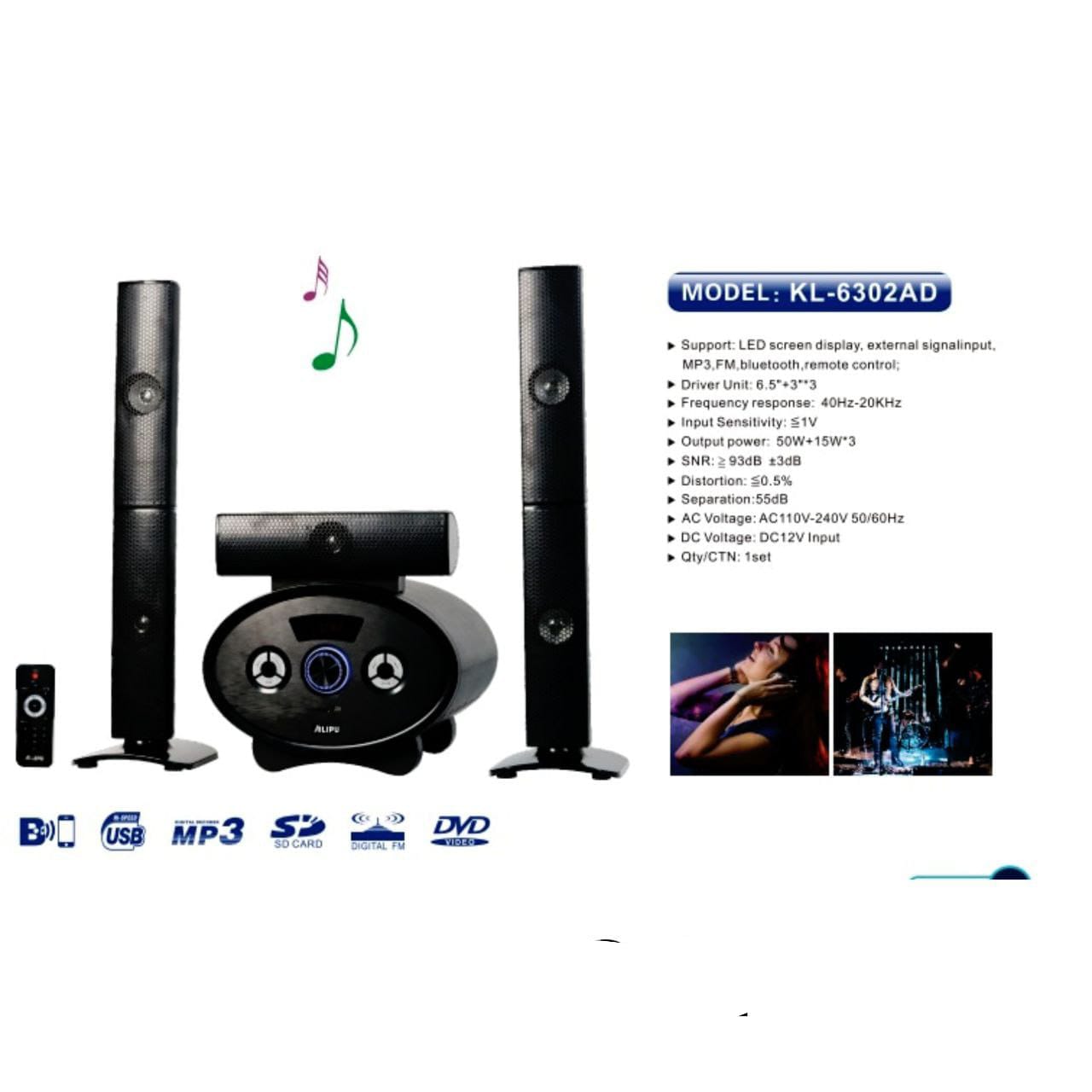 Heavy Bass 3-in-1 Home Use Classy Woofer - Premium Bluetooth Multimedia Speaker System with MP3, FM Radio, USB and Remote for Home Entertainment